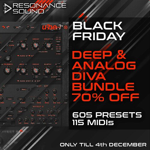 Black Friday deals on u-he diva synthesizer patches